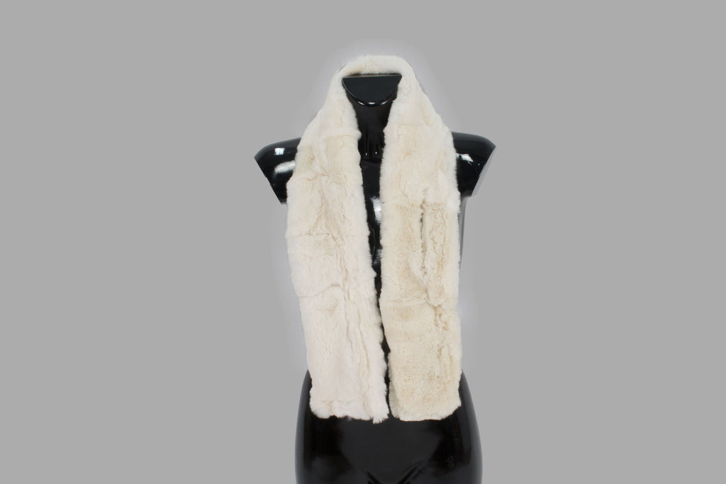 Fashionable  Genuine  Rex rabbit Real Fur Scarf  (Cream Color)