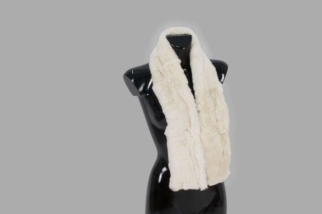 Fashionable  Genuine  Rex rabbit Real Fur Scarf  (Cream Color)