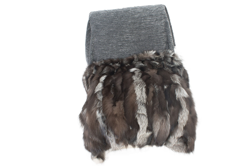 Real Silver fox fur Blanket. Genuine Silver Fox Fur Throw. Fox Fur carpet. Silver Fox Fur Rug