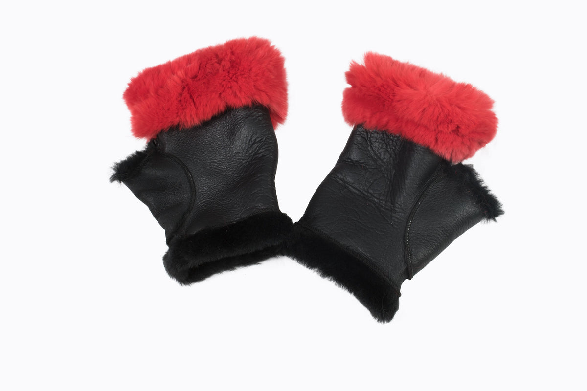 Sheepskin Fingerless  Fur One Size. Fashionable winter gloves for women