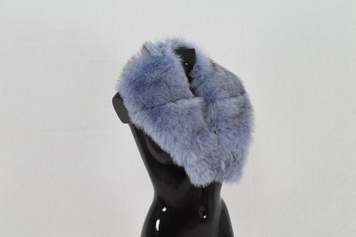 Beautiful Real   Natural Sea blue with black  Fox Fur Collar.