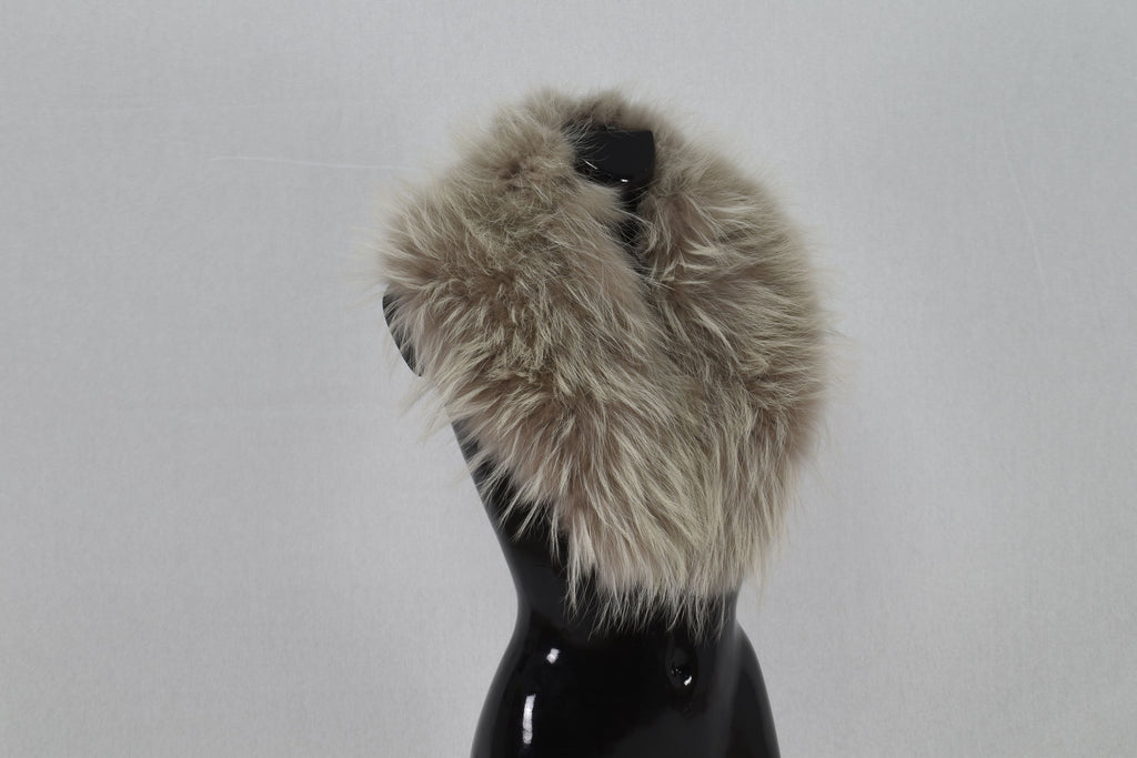 Fox Fur Collar  Beige -Silver Color