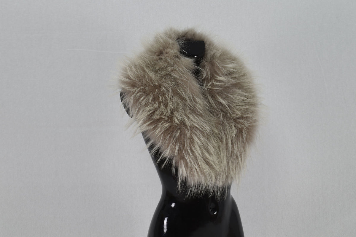 Fox Fur Collar  Beige -Silver Color