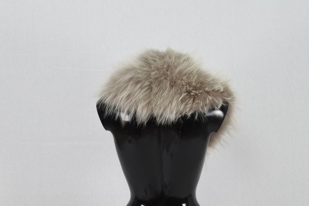 Fox Fur Collar  Beige -Silver Color