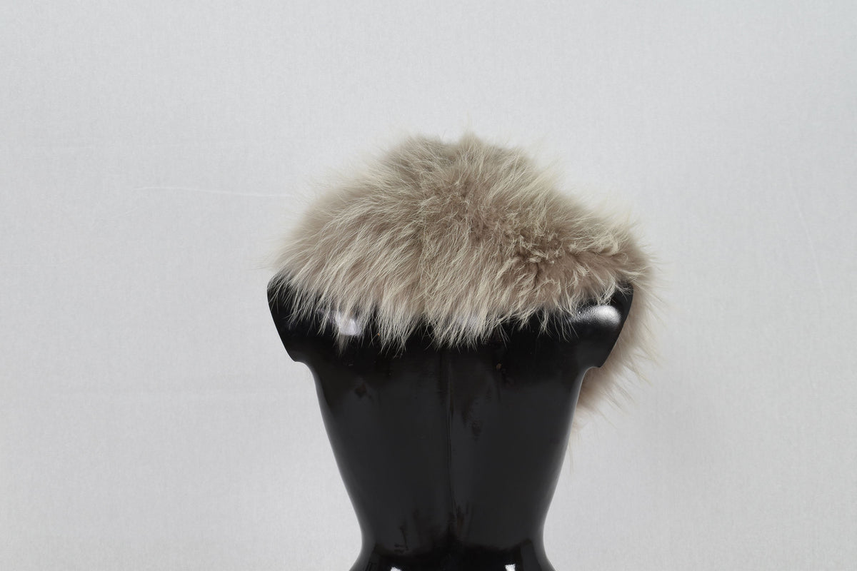 Fox Fur Collar  Beige -Silver Color