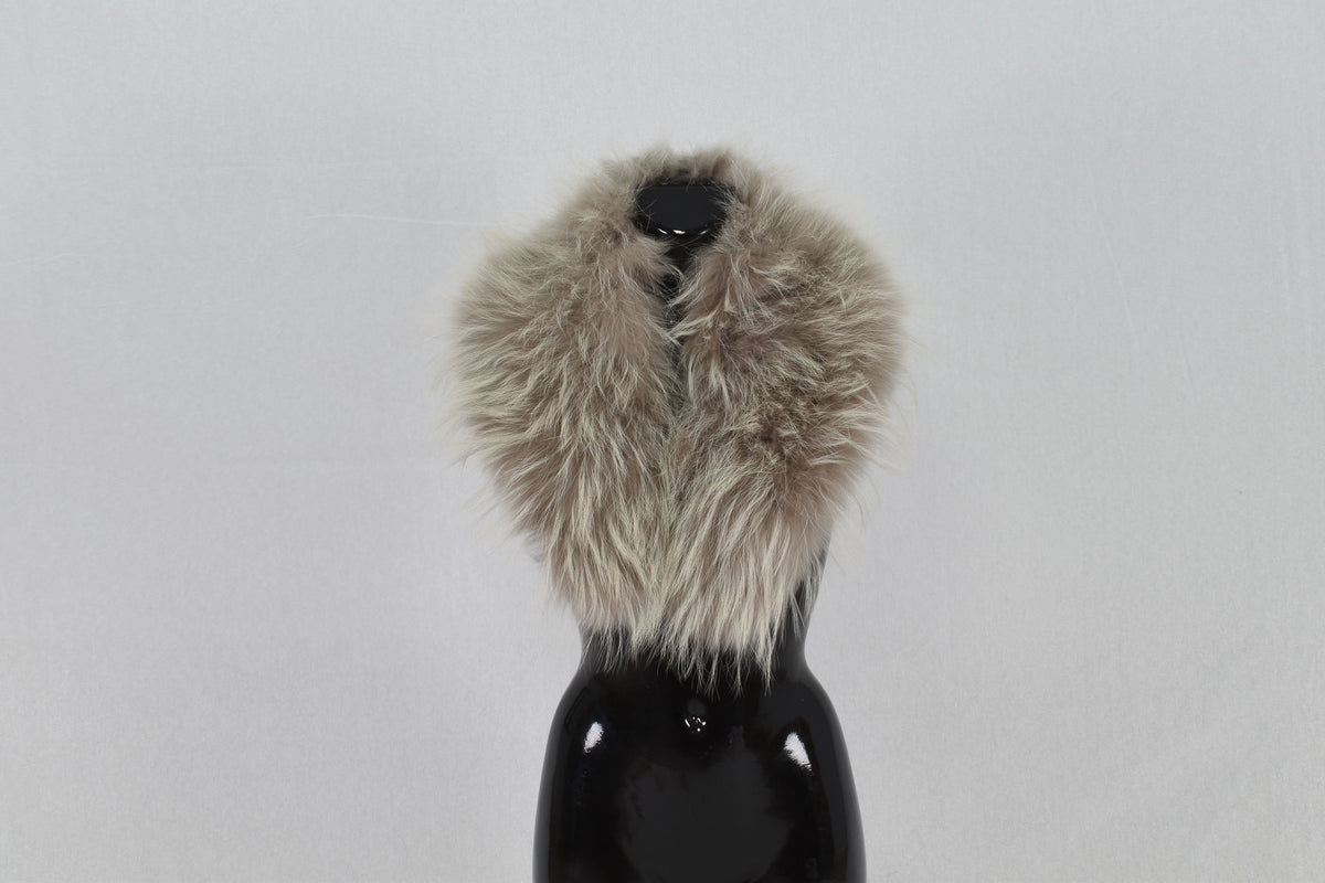 Fox Fur Collar  Beige -Silver Color