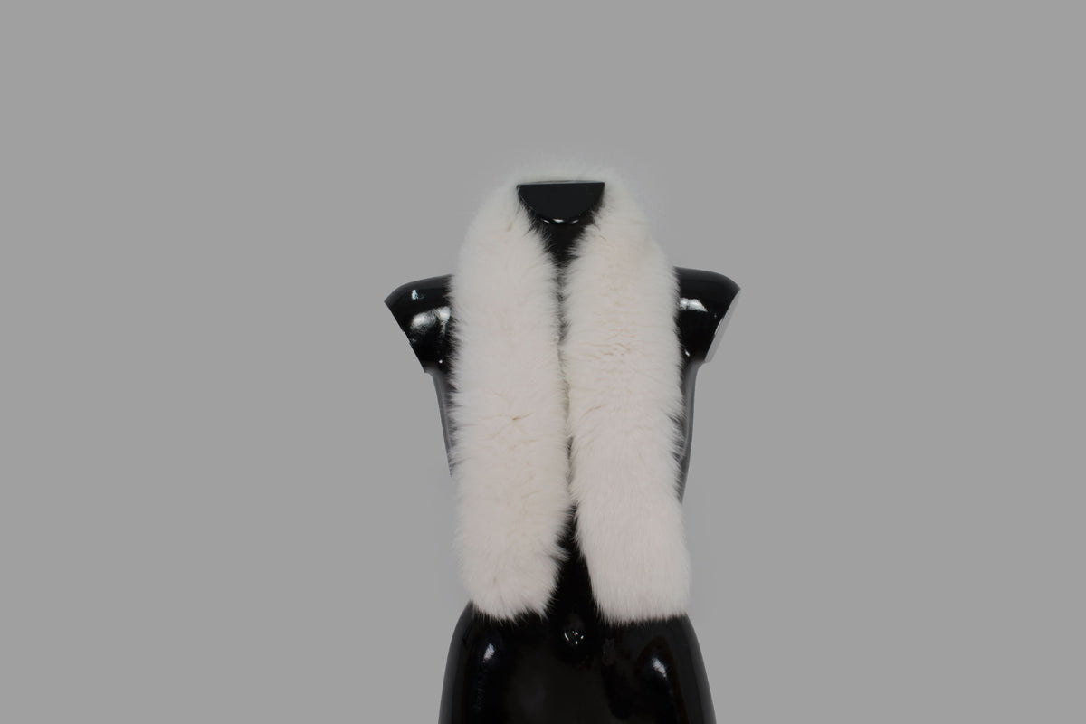 White Fur Trim | Fur Stripe For Hood | Detachable Fur Trim For Hood |  White Fox Fur Stripe | Fur Scarf