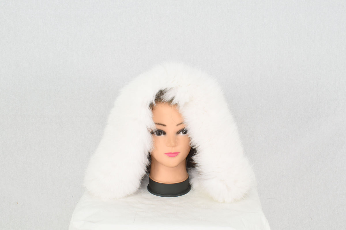 White Fur Trim | Fur Stripe For Hood | Detachable Fur Trim For Hood |  White Fox Fur Stripe | Fur Scarf