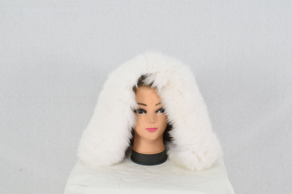 White Fur Trim | Fur Stripe For Hood | Detachable Fur Trim For Hood |  White Fox Fur Stripe | Fur Scarf