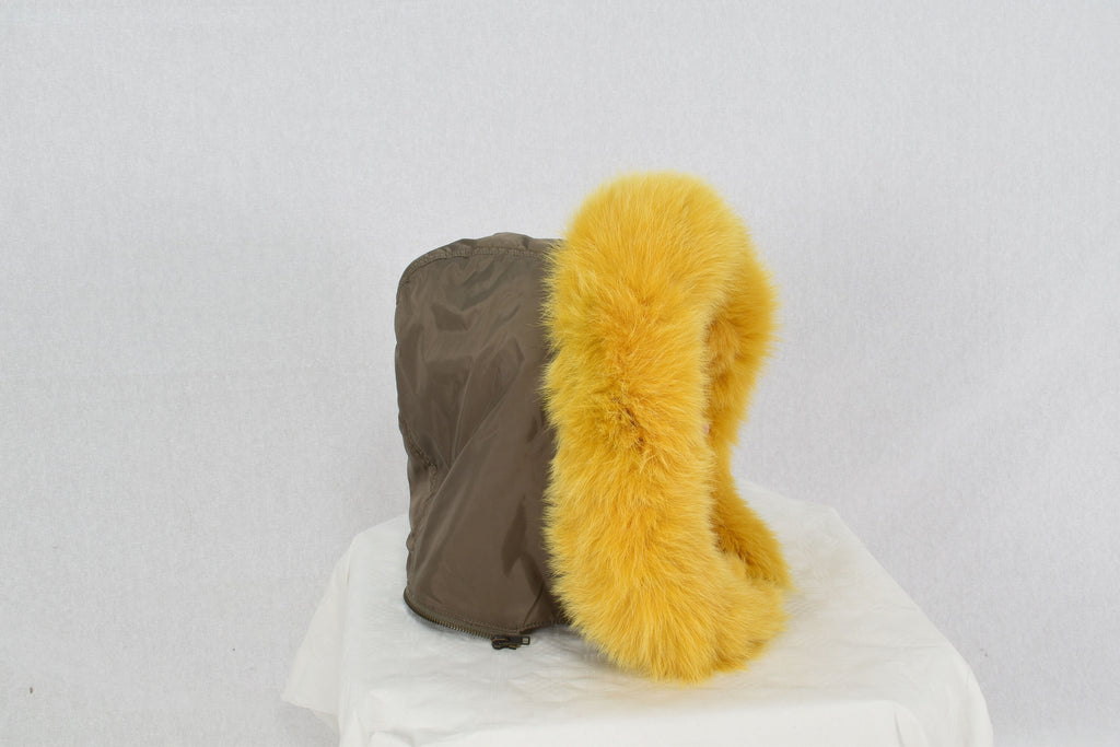 Yellow Fur Trim | Fox Fur Small Collar & Fur Trim For hood, Fur Trim Stripe, Fur collar, Fur trim,Hood Trim detachable,Fur Accessory