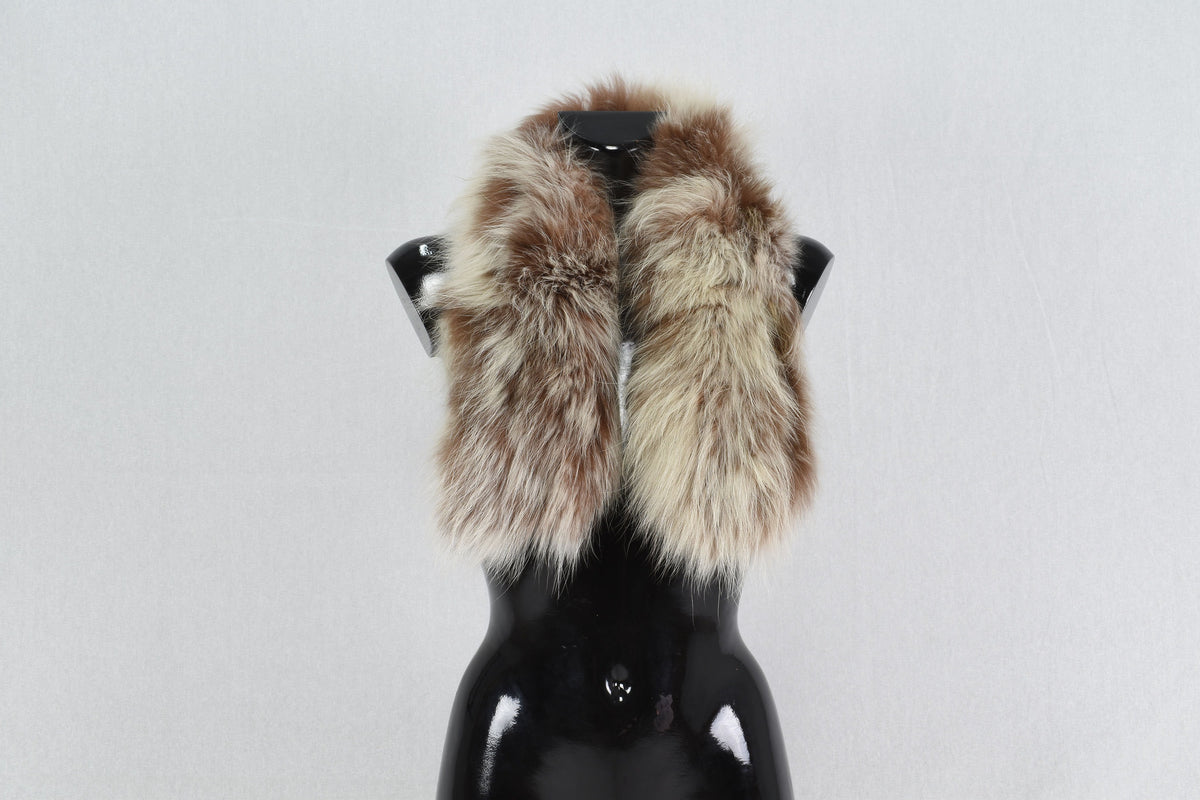 Genuine Real Beige Fox Fur Small Collar, Fur collar, Fur trim For hood, Hood Trim detachable,Fur Accessory