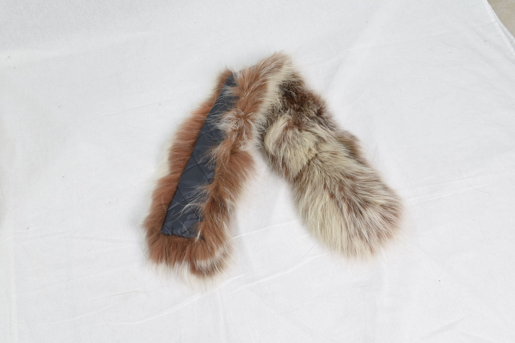 Genuine Real Beige Fox Fur Small Collar, Fur collar, Fur trim For hood, Hood Trim detachable,Fur Accessory