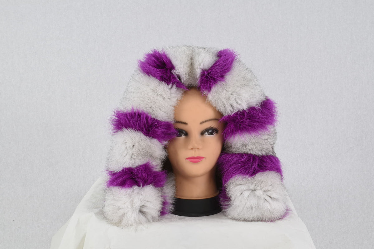 Beautiful purple-white  Fox Fur Collar - Scarf- Hood trim, Fur Trim For Hood, Hood fox trim,