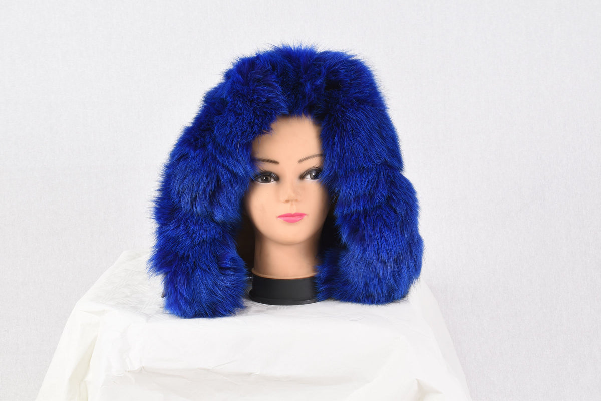 Real Blue Electrik Fox Fur Small Collar,