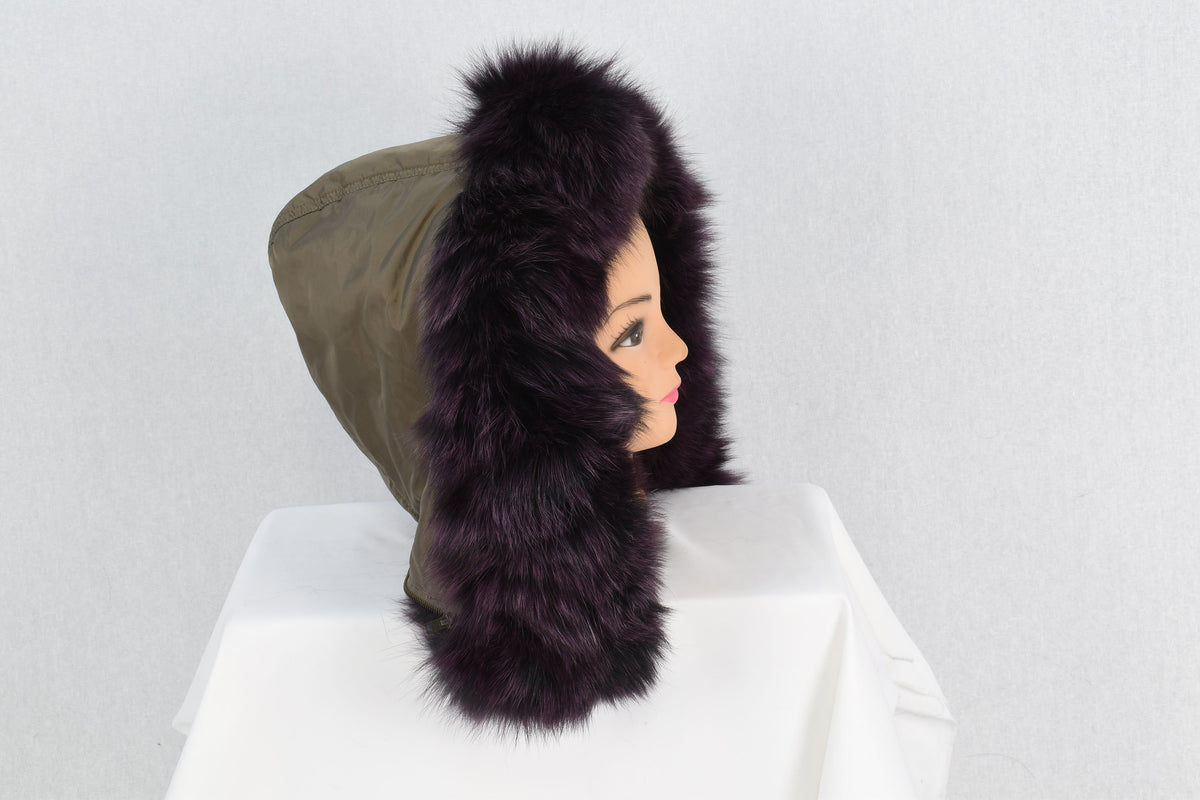 Glamorous  Real Dark purple  Fox Fur Small Collar, Fur Trim For  Hood, Trim Hood ,Real fur trim hood detachable ,Fox Fur,