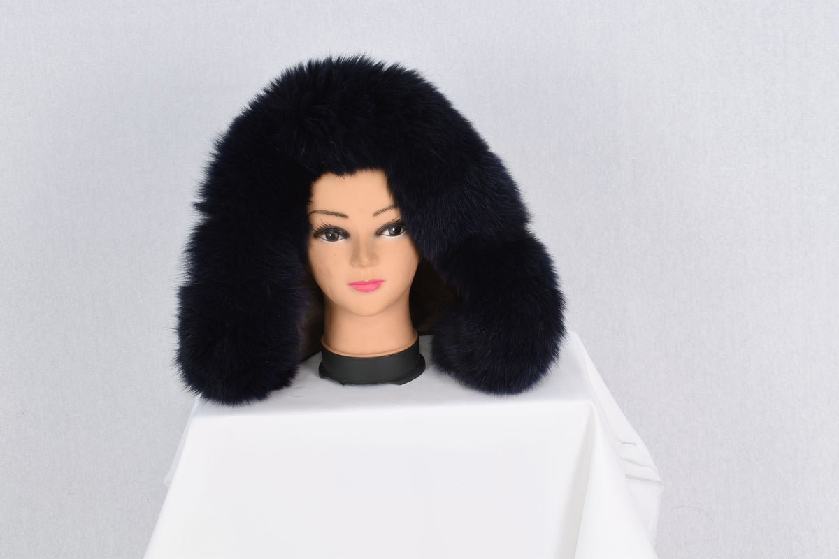 detachable fur stripe  for hood, Dark Blue Fur Trim For  Hood, Fur Collar ,Trim Hood ,Real fur for hoods on jackets