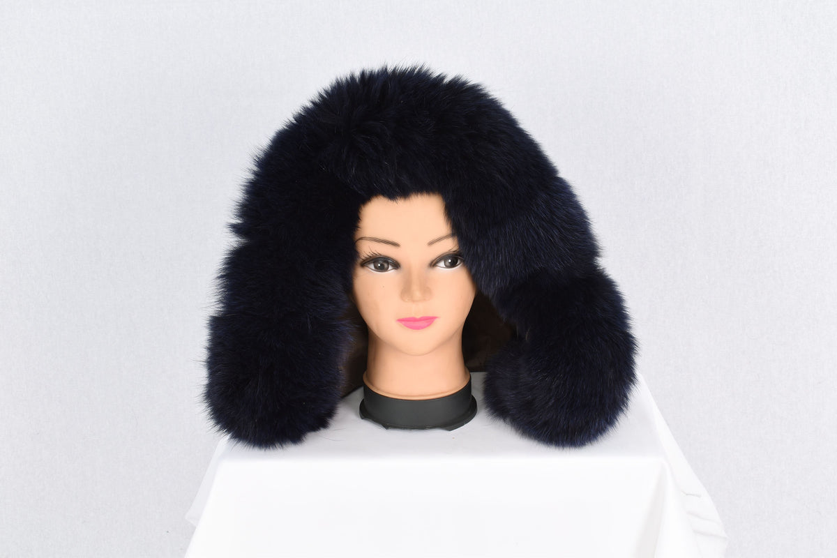 detachable fur stripe  for hood, Dark Blue Fur Trim For  Hood, Fur Collar ,Trim Hood ,Real fur for hoods on jackets