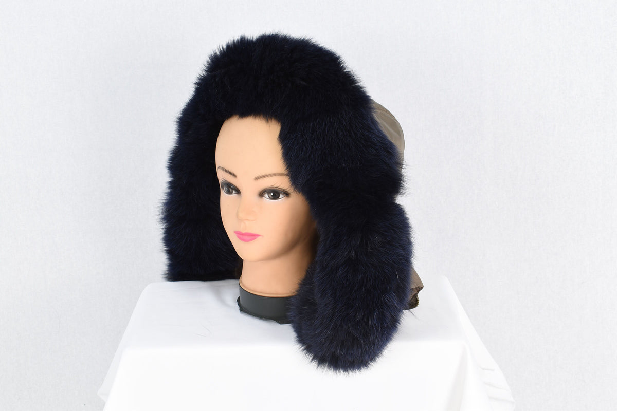 detachable fur stripe  for hood, Dark Blue Fur Trim For  Hood, Fur Collar ,Trim Hood ,Real fur for hoods on jackets
