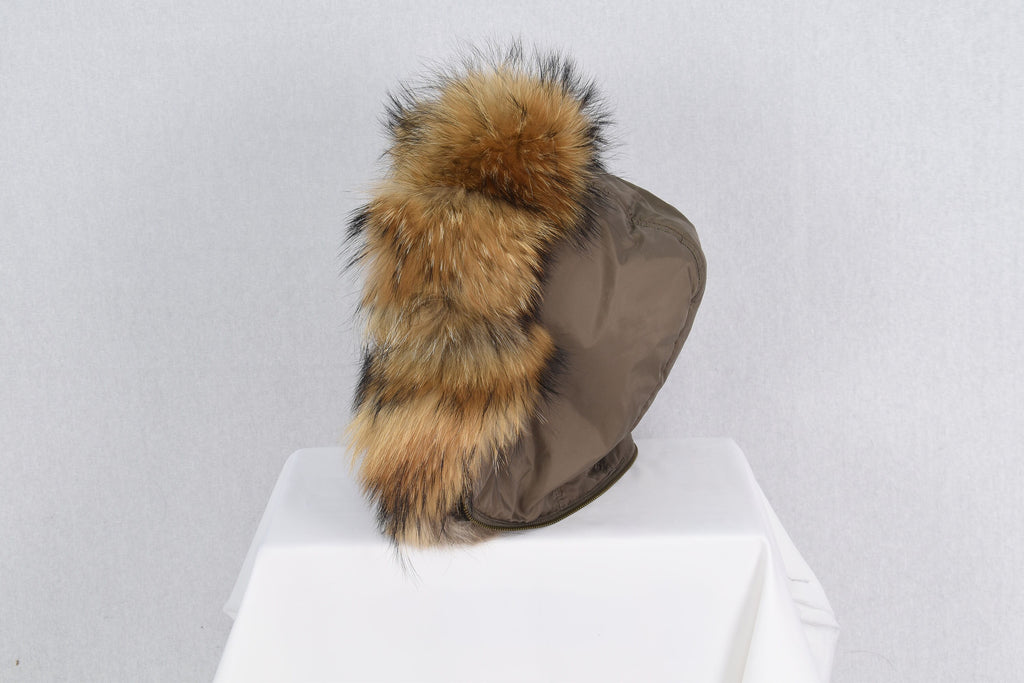 Detachable Fox Fur Hood Trim: Handmade Gold Black Fur Collar