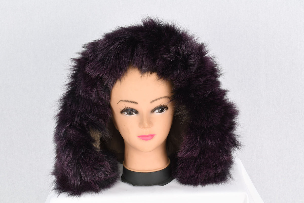 Glamorous  Real Dark purple  Fox Fur Small Collar, Fur Trim For  Hood, Trim Hood ,Real fur trim hood detachable ,Fox Fur,