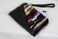 Mini women's Leather purse with Colorfull mink ,  Real leather purse for women, Women Purse
