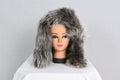 Stylish  Fox Fur Small Collar Gray Color . Trim for hood,Fur Trim Stripe, Fur collar, Fur trim,Hood Trim detachable,Fur Accessory