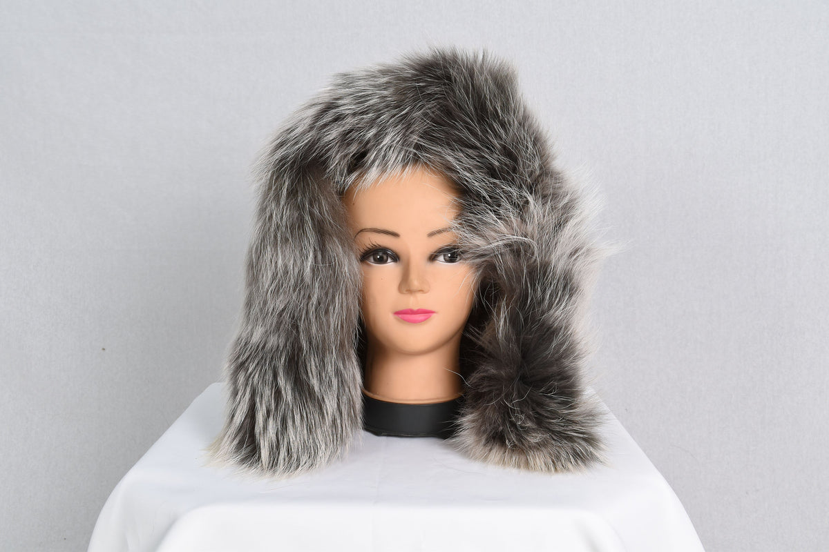 Stylish  Fox Fur Small Collar Gray Color . Trim for hood,Fur Trim Stripe, Fur collar, Fur trim,Hood Trim detachable,Fur Accessory
