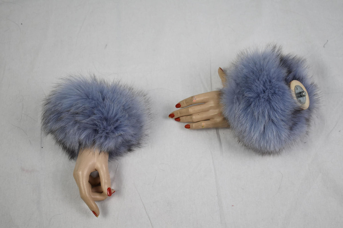 Stylish  Fox Fur Cuffs, Sea blue Collor fur cuffs , Coat Cuffs, Fox Fur , winter Coat cuffs,detachable Fur cuffs