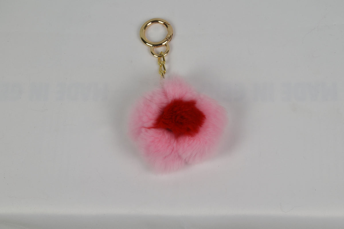 Fur keychain in a shape of a flower, Fur keyring, bagcharm, rex rabbit fur keyring