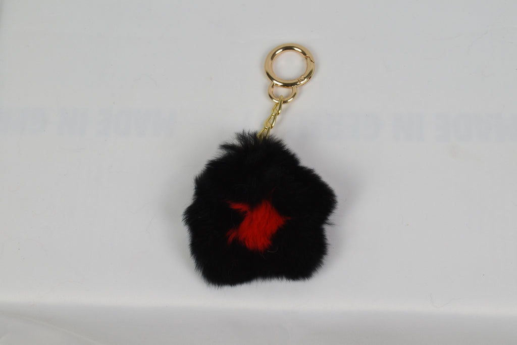 Fur keychain in a shape of a flower, Fur keyring, bagcharm, rex rabbit fur keyring