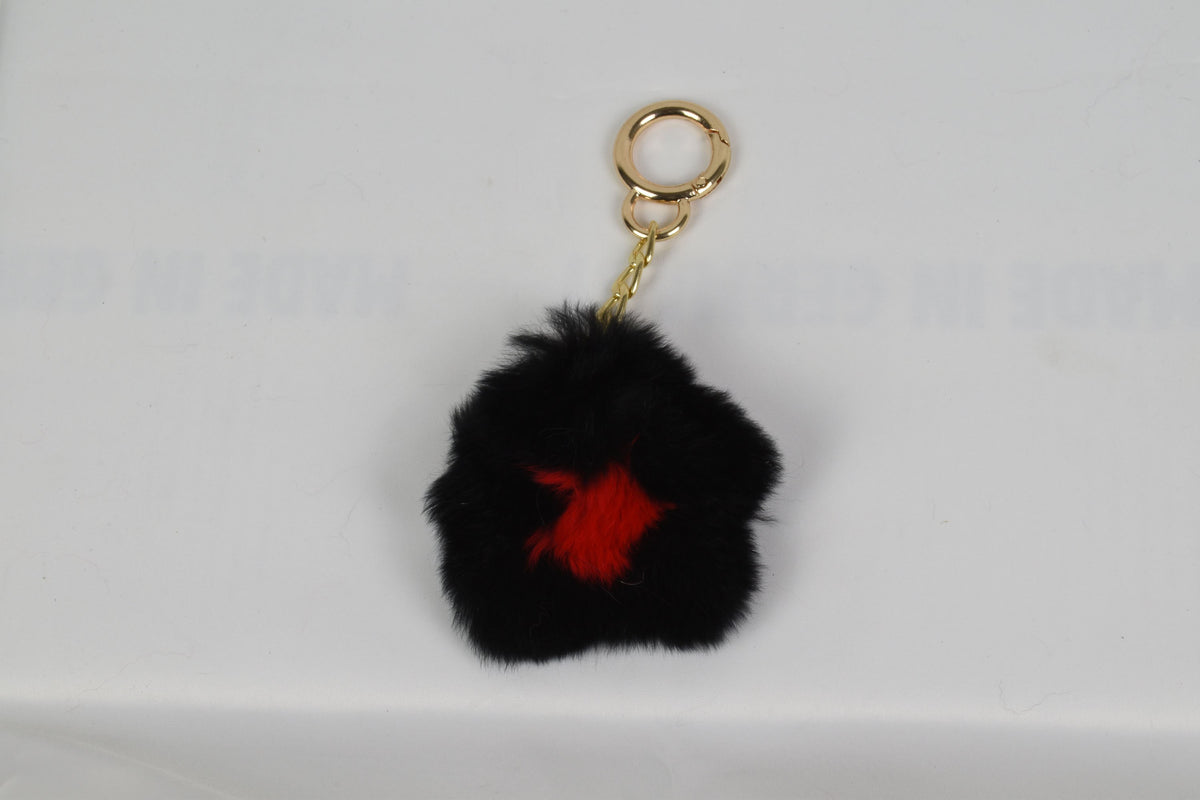 Fur keychain in a shape of a flower, Fur keyring, bagcharm, rex rabbit fur keyring