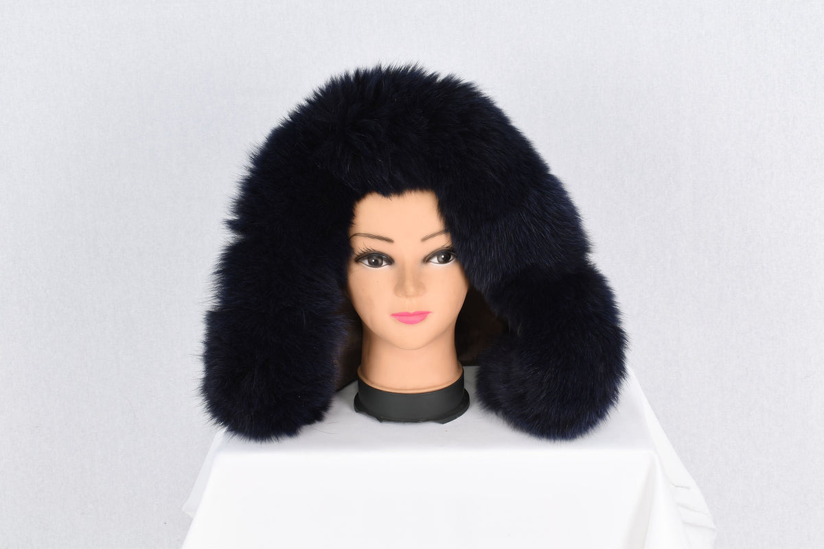detachable fur stripe  for hood, Dark Blue Fur Trim For  Hood, Fur Collar ,Trim Hood ,Real fur for hoods on jackets