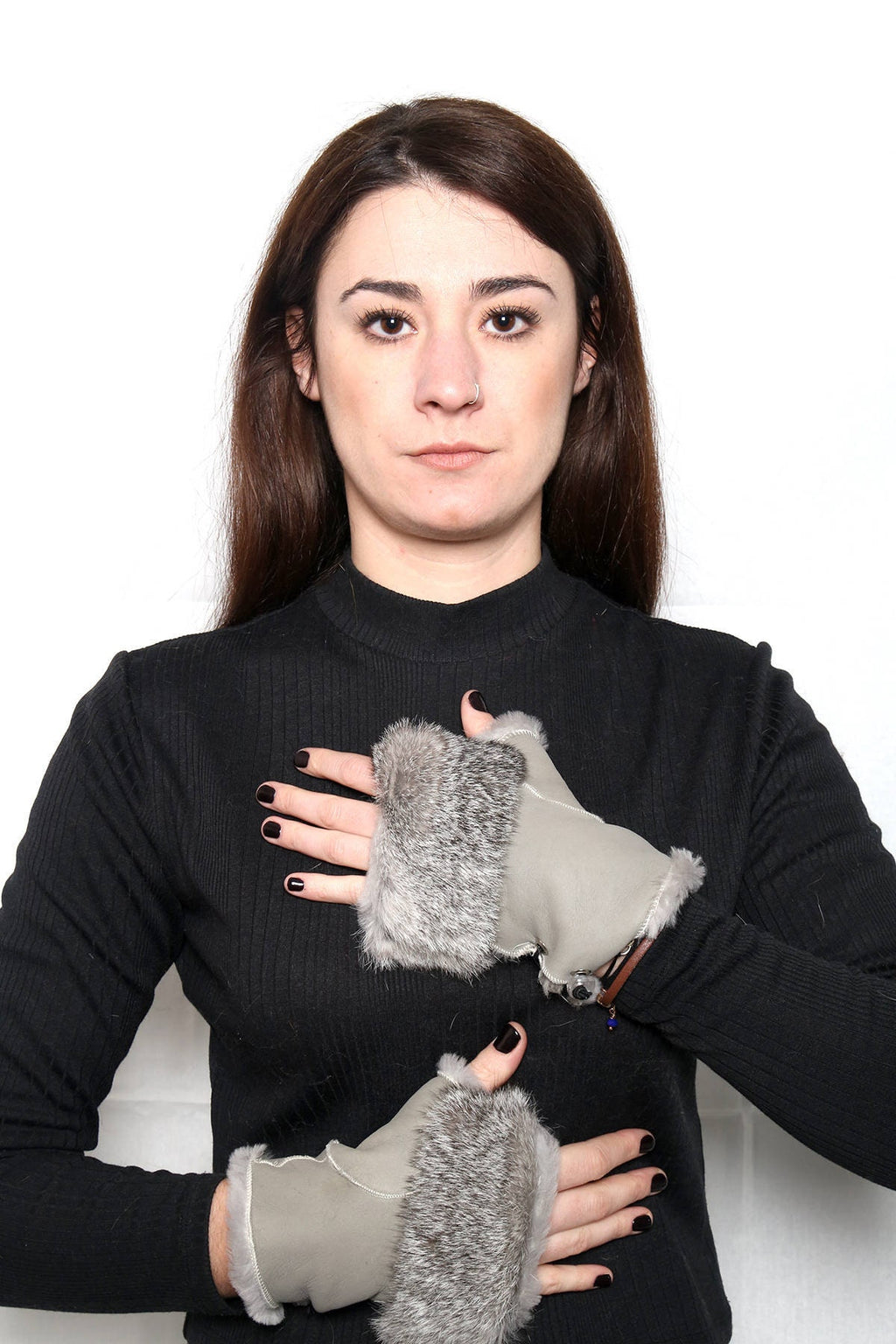 Sheepskin Gloves Fingerless In One Size