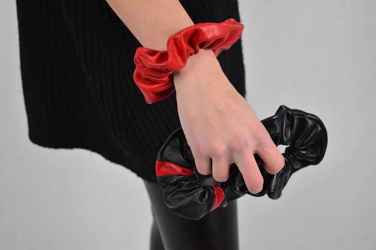 Leather  Scrunchies , Real leather  Scrunchies , Leather  bracelet , Stylish 100% leather hair Scrunchies - Bracelet
