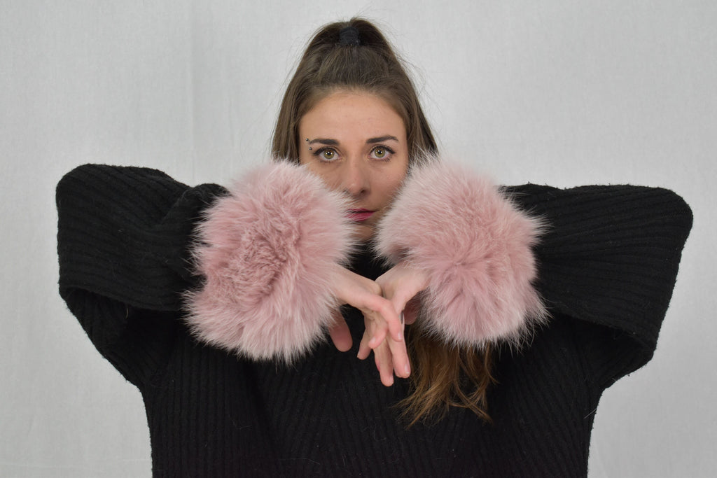 Amazing  Real Natural Salmon Fox Fur Collar. Extra gift:  Fox Fur Cuffs Salom color