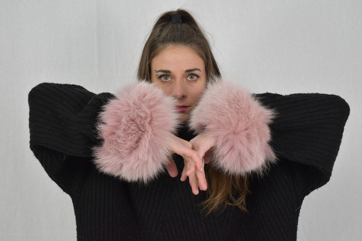 Amazing  Real Natural Salmon Fox Fur Collar. Extra gift:  Fox Fur Cuffs Salom color