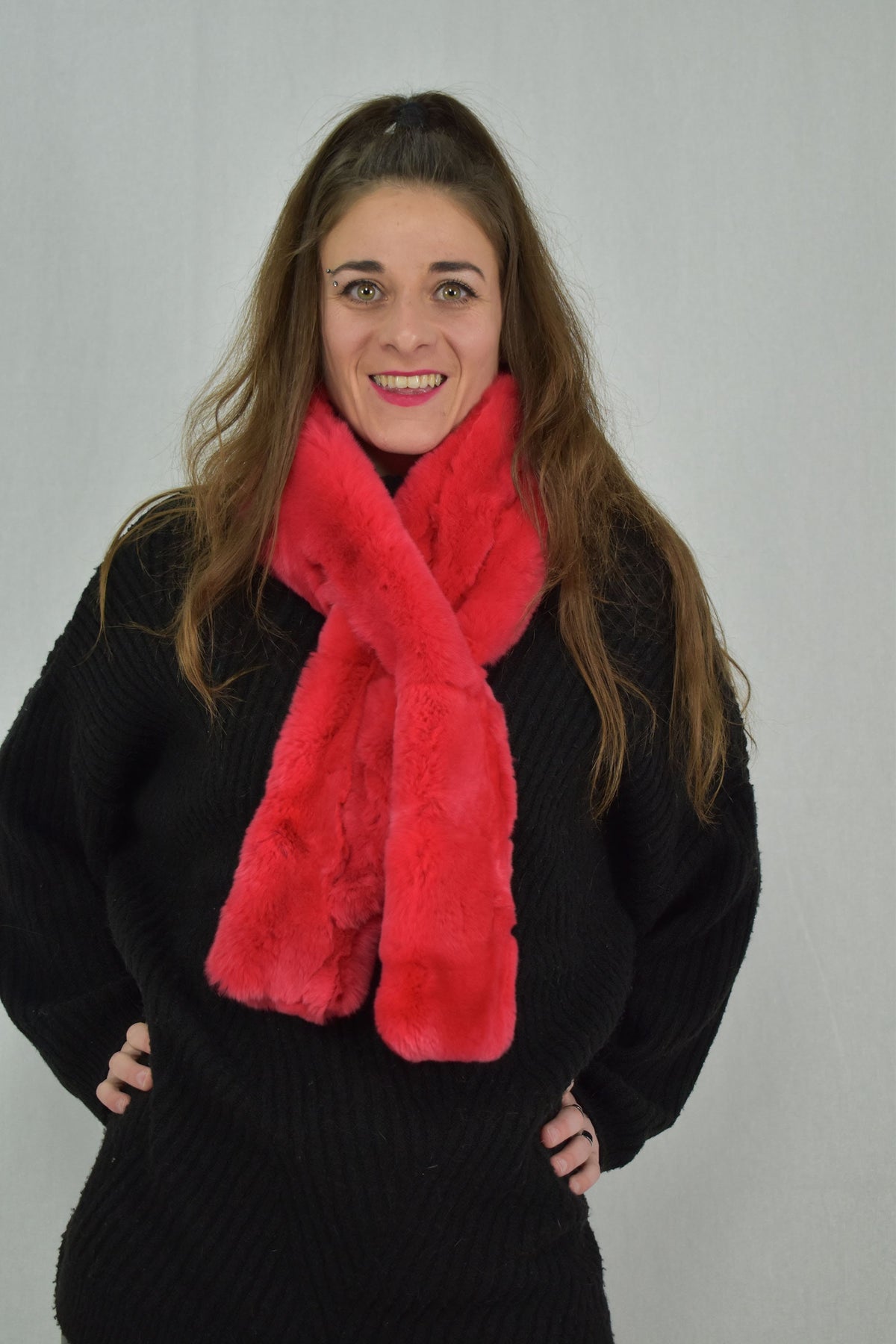 Red Rex rabbit  Real Fur Scarf