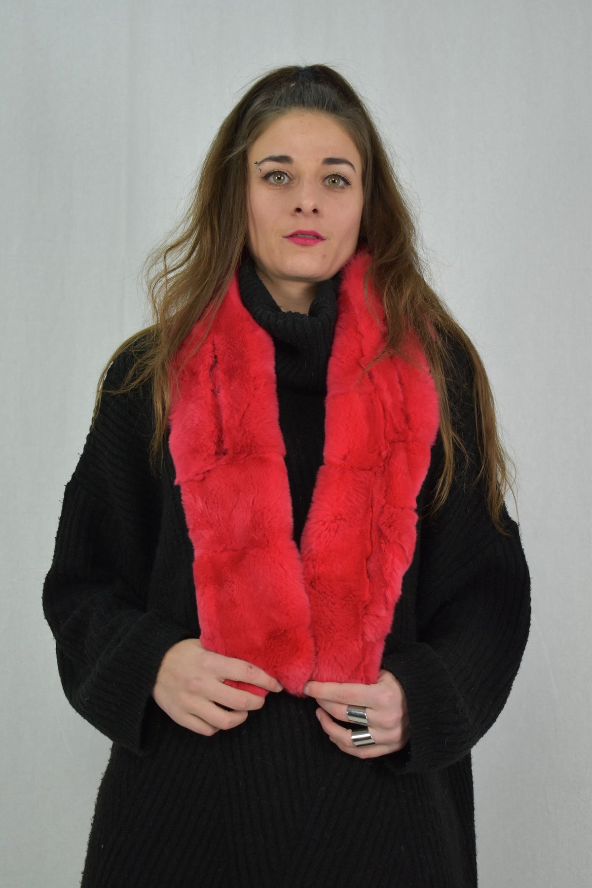 Red Rex rabbit  Real Fur Scarf