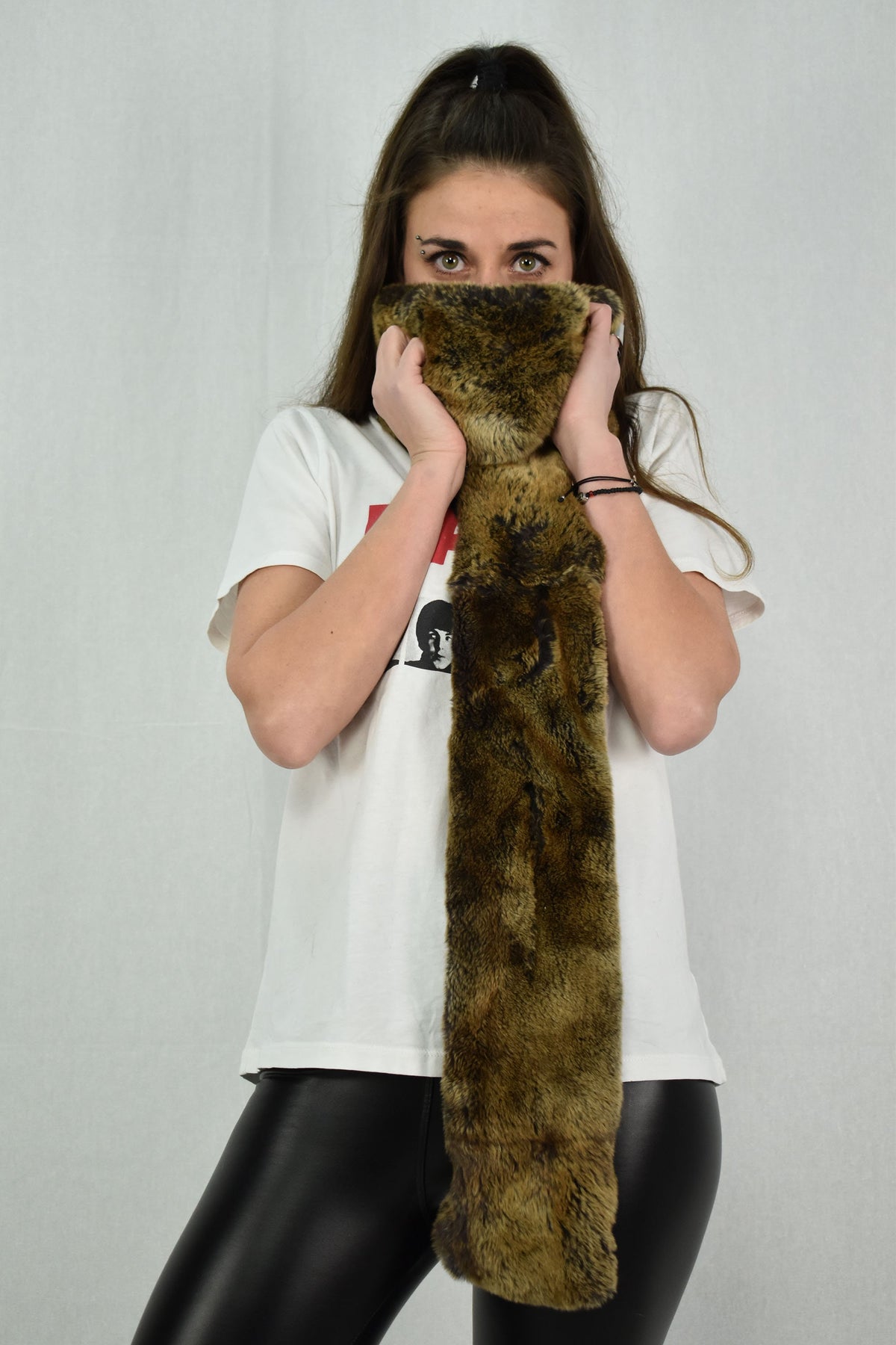 beautiful Rex  Rabbit  Real Fur Scarf (120x13 cm), rex Rabbit scarf gold color