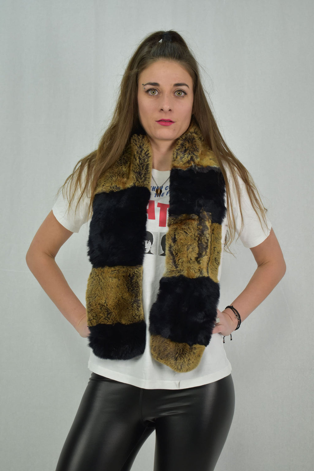 Lovely  Rex Rabbit  Real Fur Scarf (120x13 cm)