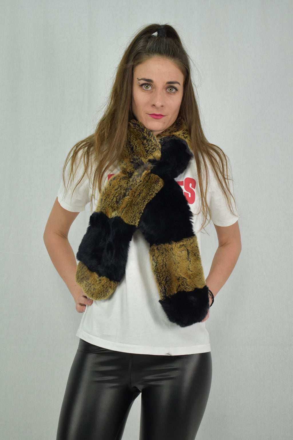 Lovely  Rex Rabbit  Real Fur Scarf (120x13 cm)