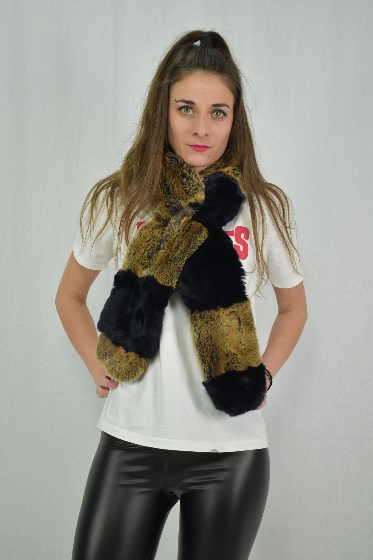 Lovely  Rex Rabbit  Real Fur Scarf (120x13 cm)