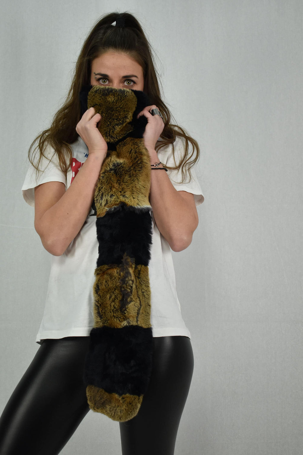 Lovely  Rex Rabbit  Real Fur Scarf (120x13 cm)