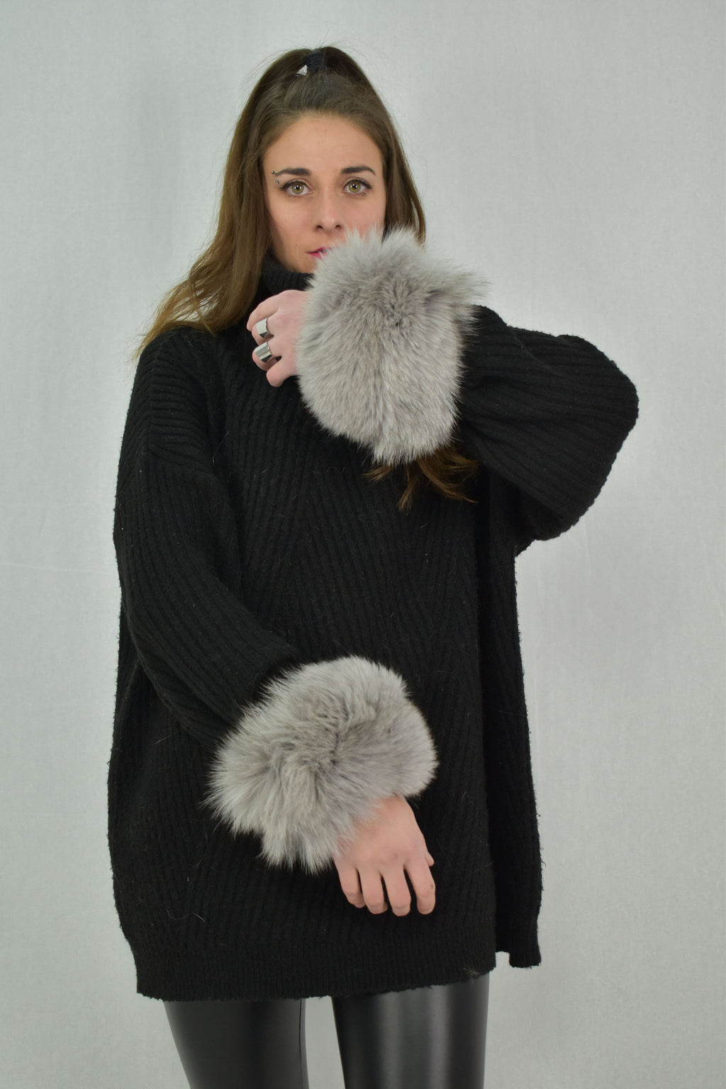 Amazing   Fox Fur Cuffs, Fur Sleeve  Cuffs ,Gray Collor fur cuffs , Coat Cuffs, Fox Fur , winter Coat cuffs,detachable Fur cuffs