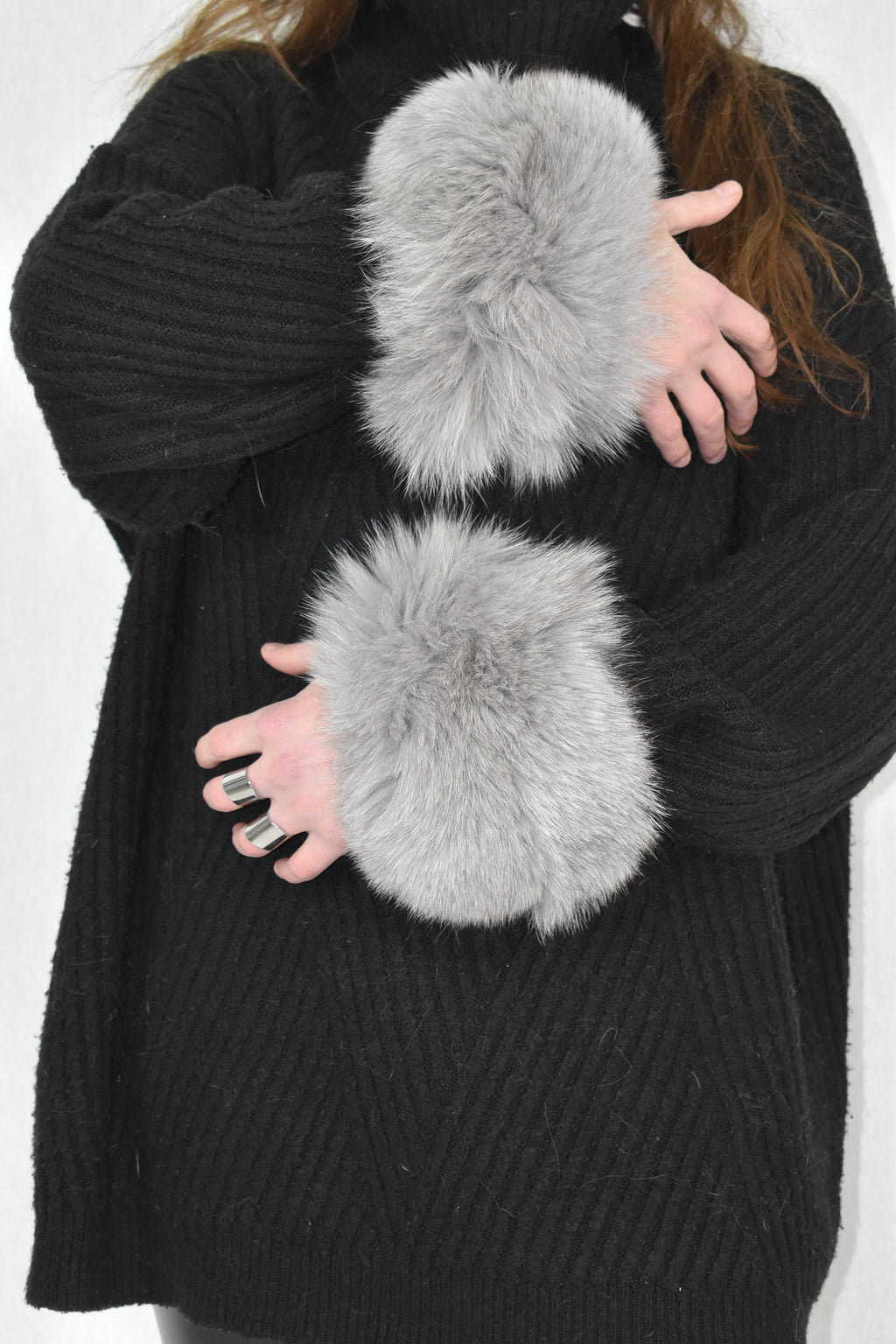 Amazing   Fox Fur Cuffs, Fur Sleeve  Cuffs ,Gray Collor fur cuffs , Coat Cuffs, Fox Fur , winter Coat cuffs,detachable Fur cuffs