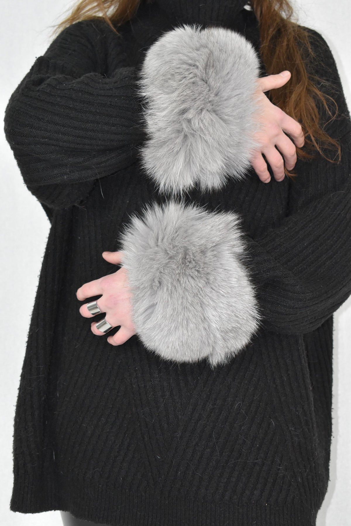 Amazing   Fox Fur Cuffs, Fur Sleeve  Cuffs ,Gray Collor fur cuffs , Coat Cuffs, Fox Fur , winter Coat cuffs,detachable Fur cuffs