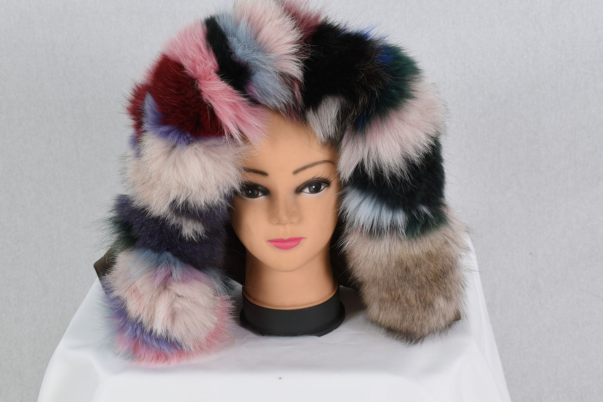 Amazing Colorful  Fox Fur Small Collar & Fur Trim For hood, Fur Trim Stripe, Fur collar, Fur trim,Hood Trim detachable,Fur Accessory