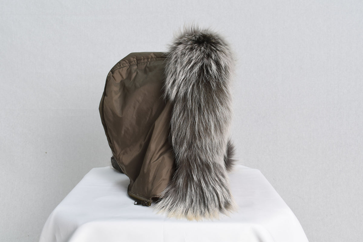 Stylish  Fox Fur Small Collar Gray Color . Trim for hood,Fur Trim Stripe, Fur collar, Fur trim,Hood Trim detachable,Fur Accessory