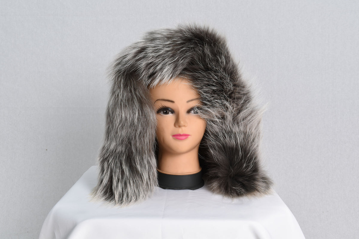 Stylish  Fox Fur Small Collar Gray Color . Trim for hood,Fur Trim Stripe, Fur collar, Fur trim,Hood Trim detachable,Fur Accessory