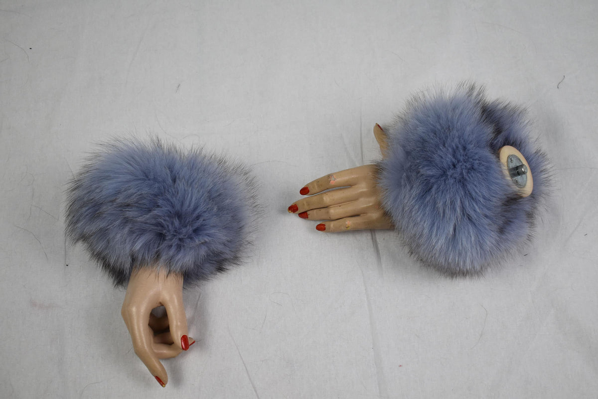 Stylish  Fox Fur Cuffs, Sea blue Collor fur cuffs , Coat Cuffs, Fox Fur , winter Coat cuffs,detachable Fur cuffs